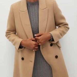 Mango beige double- breasted wool coat NEW